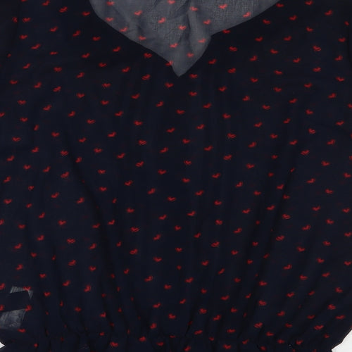 NEXT Womens Blue Geometric Polyester Basic Blouse Size 14 Collared - Heart Print