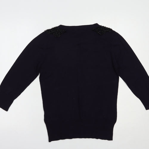 Warehouse Womens Blue Boat Neck  Viscose Pullover Jumper Size 12