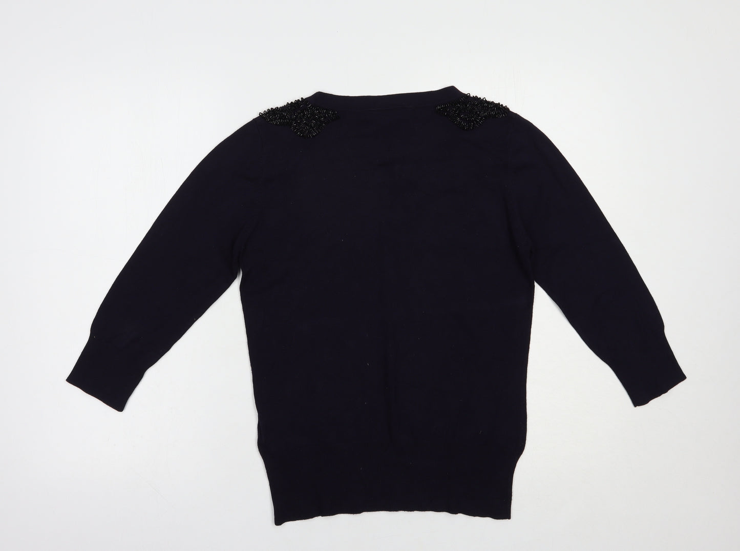 Warehouse Womens Blue Boat Neck  Viscose Pullover Jumper Size 12