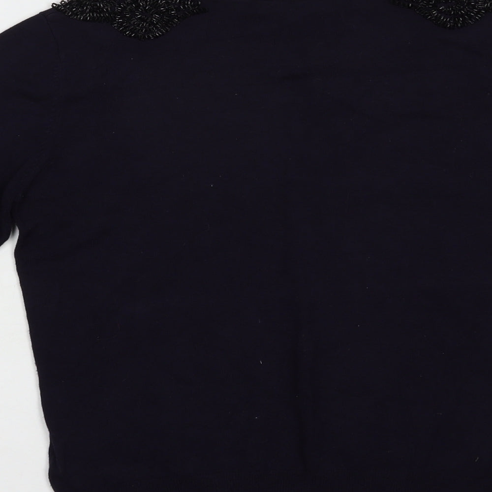 Warehouse Womens Blue Boat Neck  Viscose Pullover Jumper Size 12