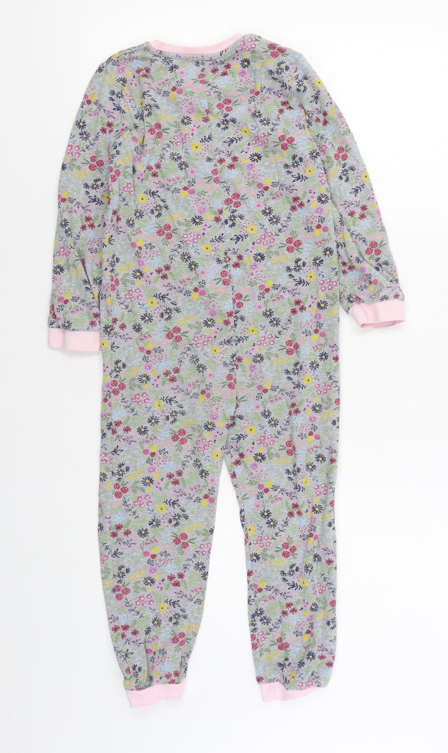 Nutmeg Girls Grey Floral Cotton Top One Piece Size 5-6 Years  Button