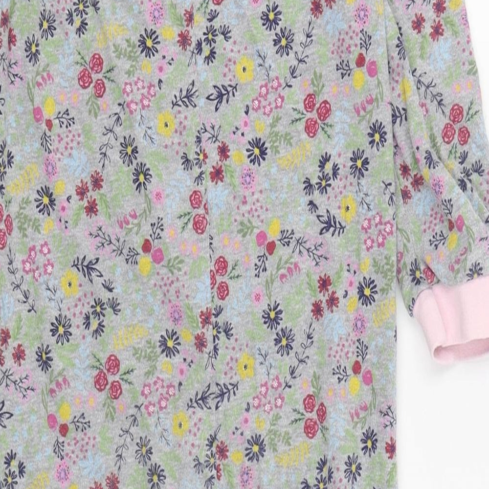 Nutmeg Girls Grey Floral Cotton Top One Piece Size 5-6 Years  Button