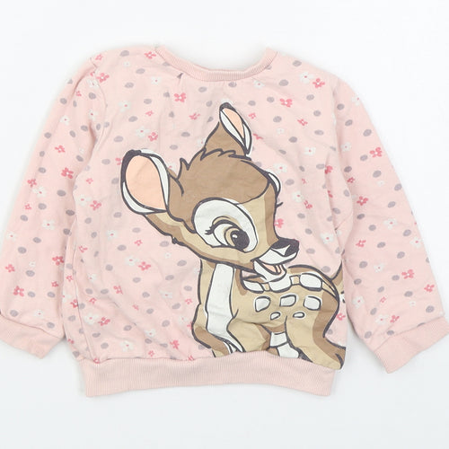 Disney Baby Girls  Geometric Cotton Pullover Sweatshirt Size 3 Years  Button - Bambi