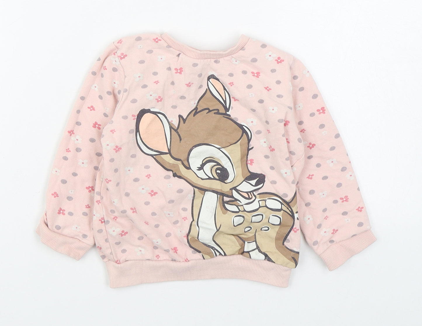 Disney Baby Girls  Geometric Cotton Pullover Sweatshirt Size 3 Years  Button - Bambi