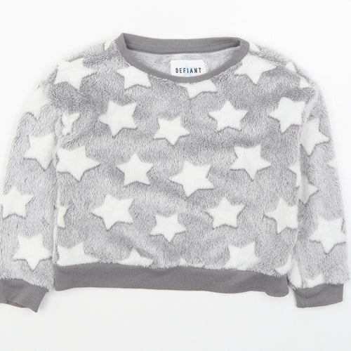 Defiant Boys Grey Geometric Polyester Pullover Sweatshirt Size 5-6 Years  Pullover