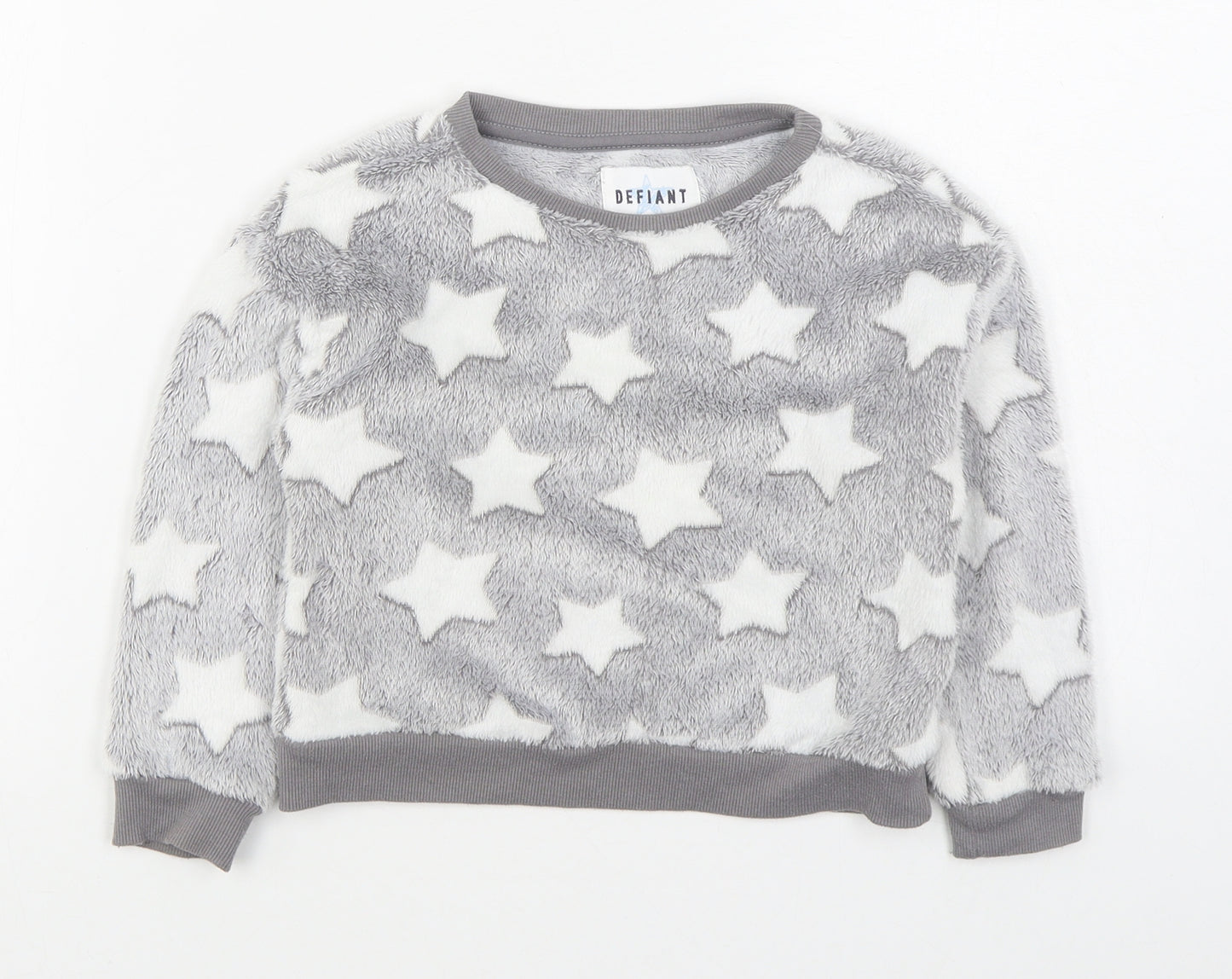 Defiant Boys Grey Geometric Polyester Pullover Sweatshirt Size 5-6 Years  Pullover