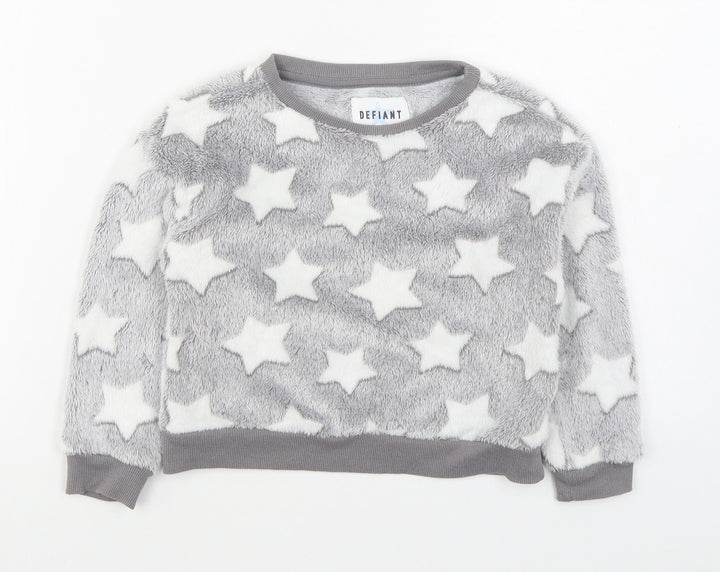 Defiant Boys Grey Geometric Polyester Pullover Sweatshirt Size 5-6 Years  Pullover