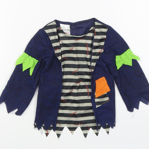 B&M Boys Multicoloured Striped Polyester Basic T-Shirt Size 2-3 Years Round Neck Hook & Loop - Halloween