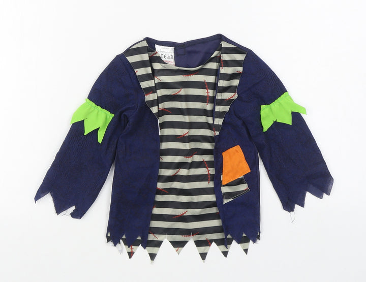 B&M Boys Multicoloured Striped Polyester Basic T-Shirt Size 2-3 Years Round Neck Hook & Loop - Halloween