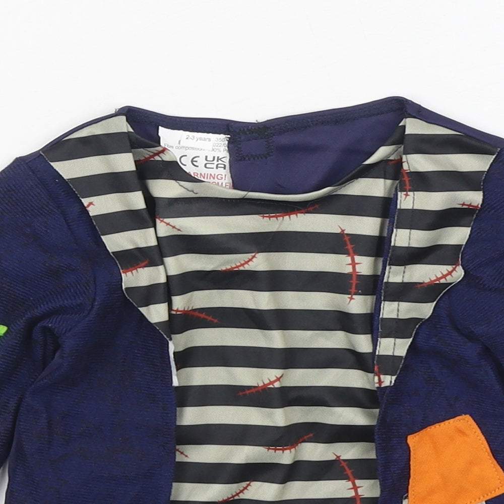 B&M Boys Multicoloured Striped Polyester Basic T-Shirt Size 2-3 Years Round Neck Hook & Loop - Halloween