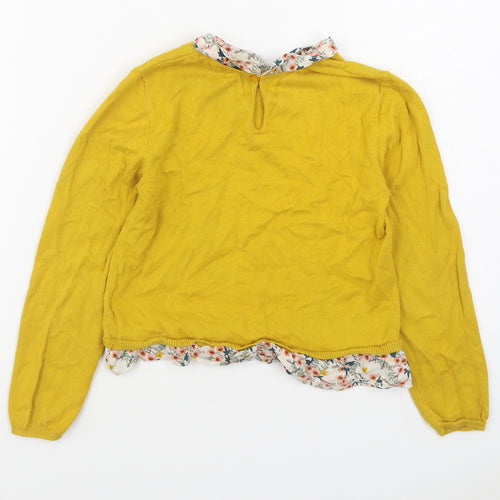 H&M Girls Yellow Collared  100% Cotton Pullover Jumper Size 7-8 Years  Pullover