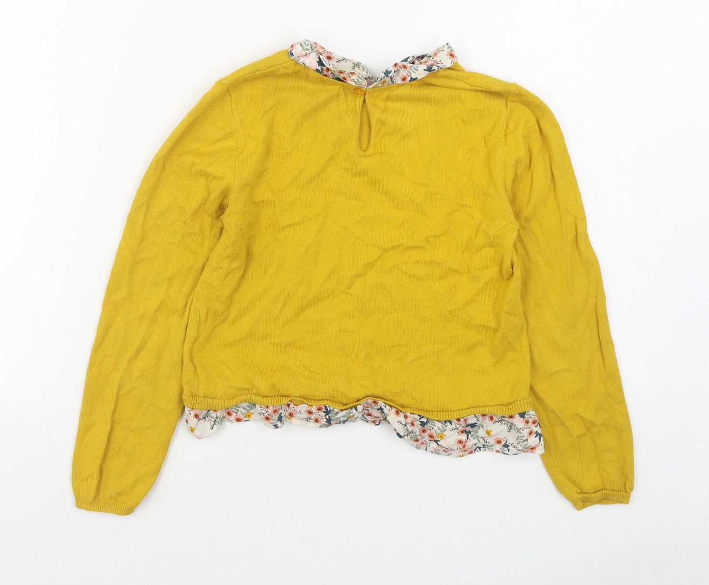 H&M Girls Yellow Collared  100% Cotton Pullover Jumper Size 7-8 Years  Pullover