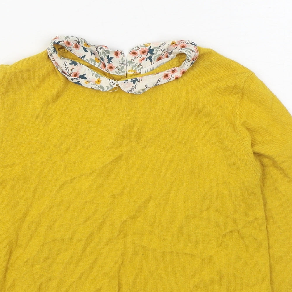 H&M Girls Yellow Collared  100% Cotton Pullover Jumper Size 7-8 Years  Pullover