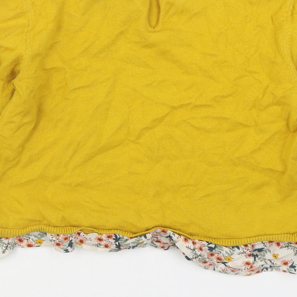 H&M Girls Yellow Collared  100% Cotton Pullover Jumper Size 7-8 Years  Pullover