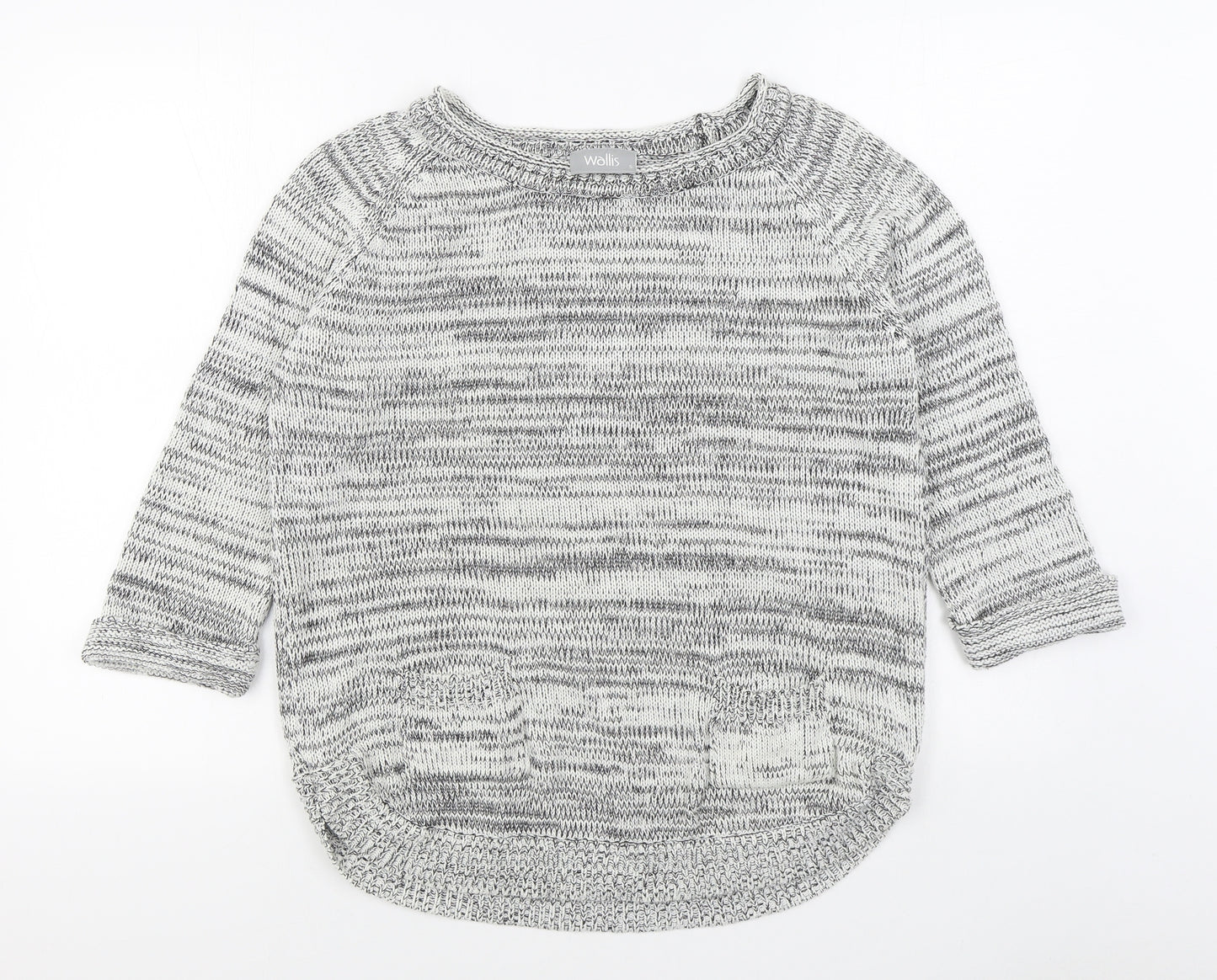 Wallis Womens Grey Boat Neck  Acrylic Pullover Jumper Size S