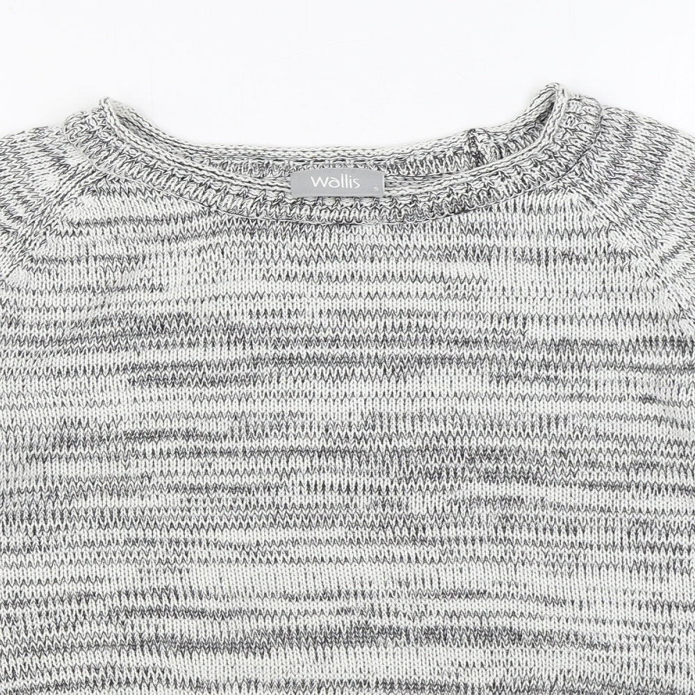 Wallis Womens Grey Boat Neck  Acrylic Pullover Jumper Size S