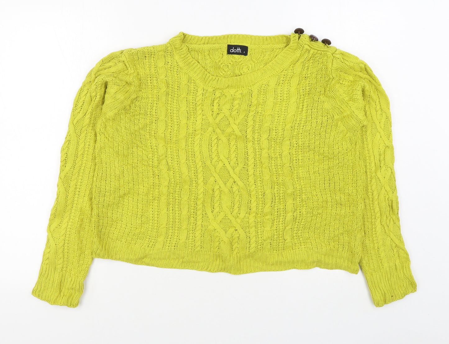 Dotti Womens Yellow Boat Neck  Acrylic Pullover Jumper Size S