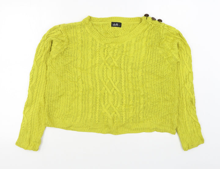 Dotti Womens Yellow Boat Neck  Acrylic Pullover Jumper Size S