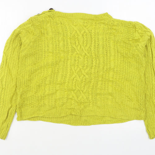 Dotti Womens Yellow Boat Neck  Acrylic Pullover Jumper Size S