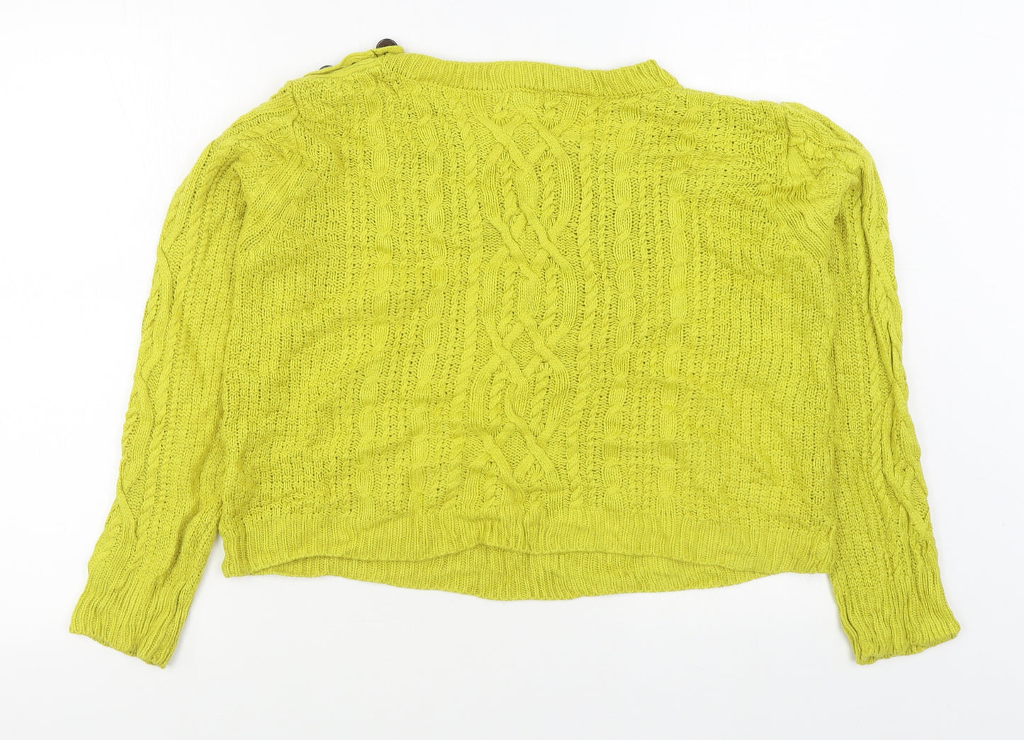 Dotti Womens Yellow Boat Neck  Acrylic Pullover Jumper Size S