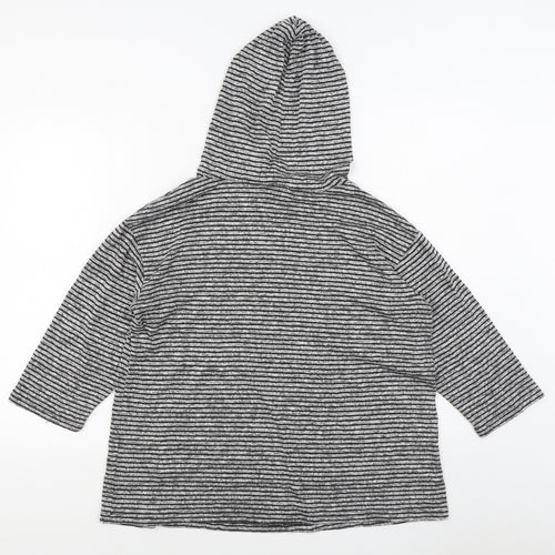 Cha Cha Vente Womens Black Striped Rayon Pullover Hoodie Size XL  Pullover