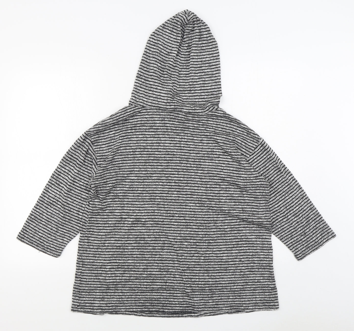 Cha Cha Vente Womens Black Striped Rayon Pullover Hoodie Size XL  Pullover