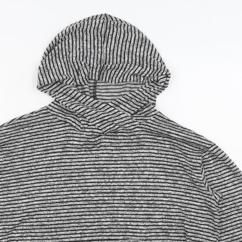 Cha Cha Vente Womens Black Striped Rayon Pullover Hoodie Size XL  Pullover