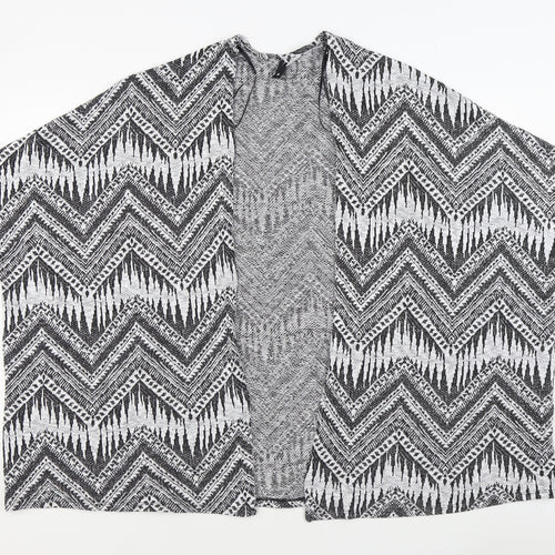 H&M Womens Black V-Neck Geometric Polyester Cardigan Jumper Size S