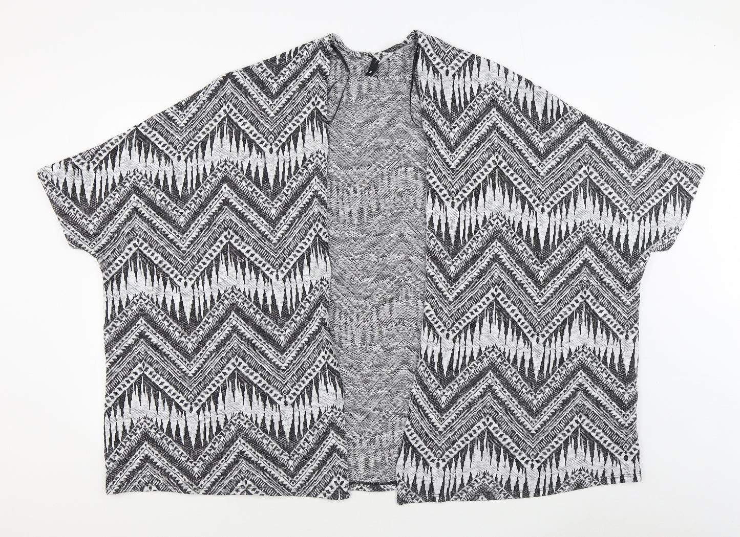 H&M Womens Black V-Neck Geometric Polyester Cardigan Jumper Size S