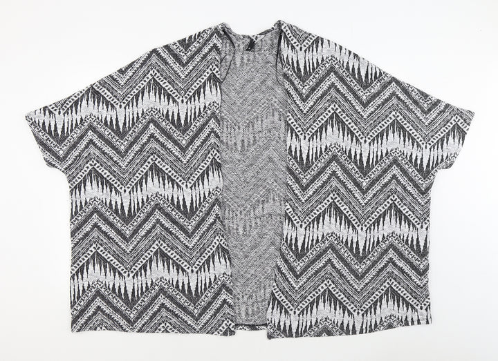 H&M Womens Black V-Neck Geometric Polyester Cardigan Jumper Size S