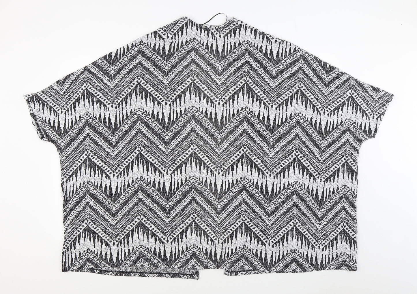 H&M Womens Black V-Neck Geometric Polyester Cardigan Jumper Size S