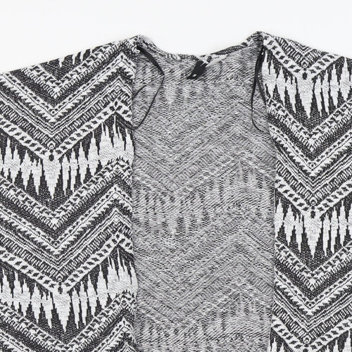 H&M Womens Black V-Neck Geometric Polyester Cardigan Jumper Size S