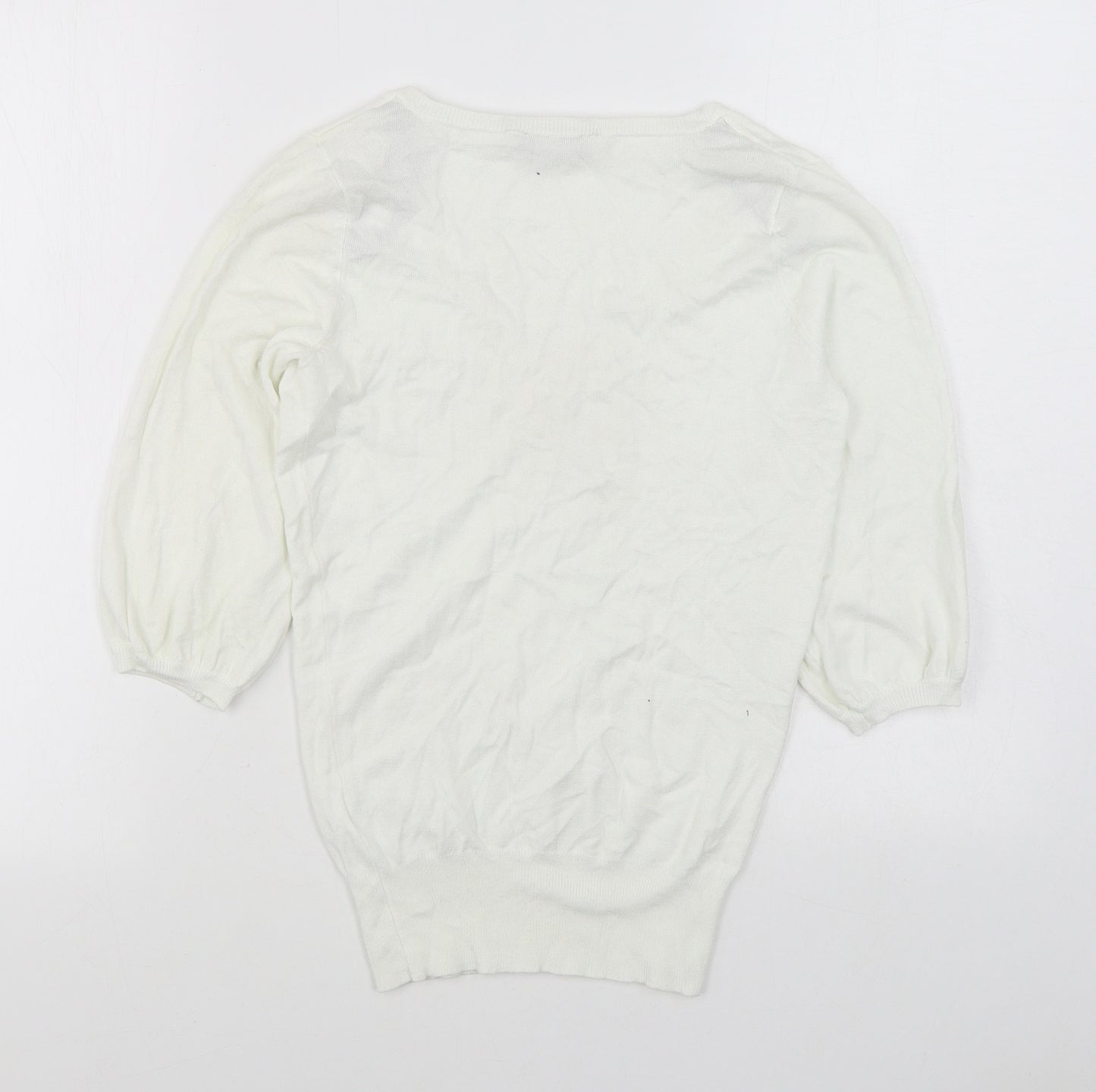 Dorothy Perkins Womens White V-Neck  Viscose Pullover Jumper Size 10
