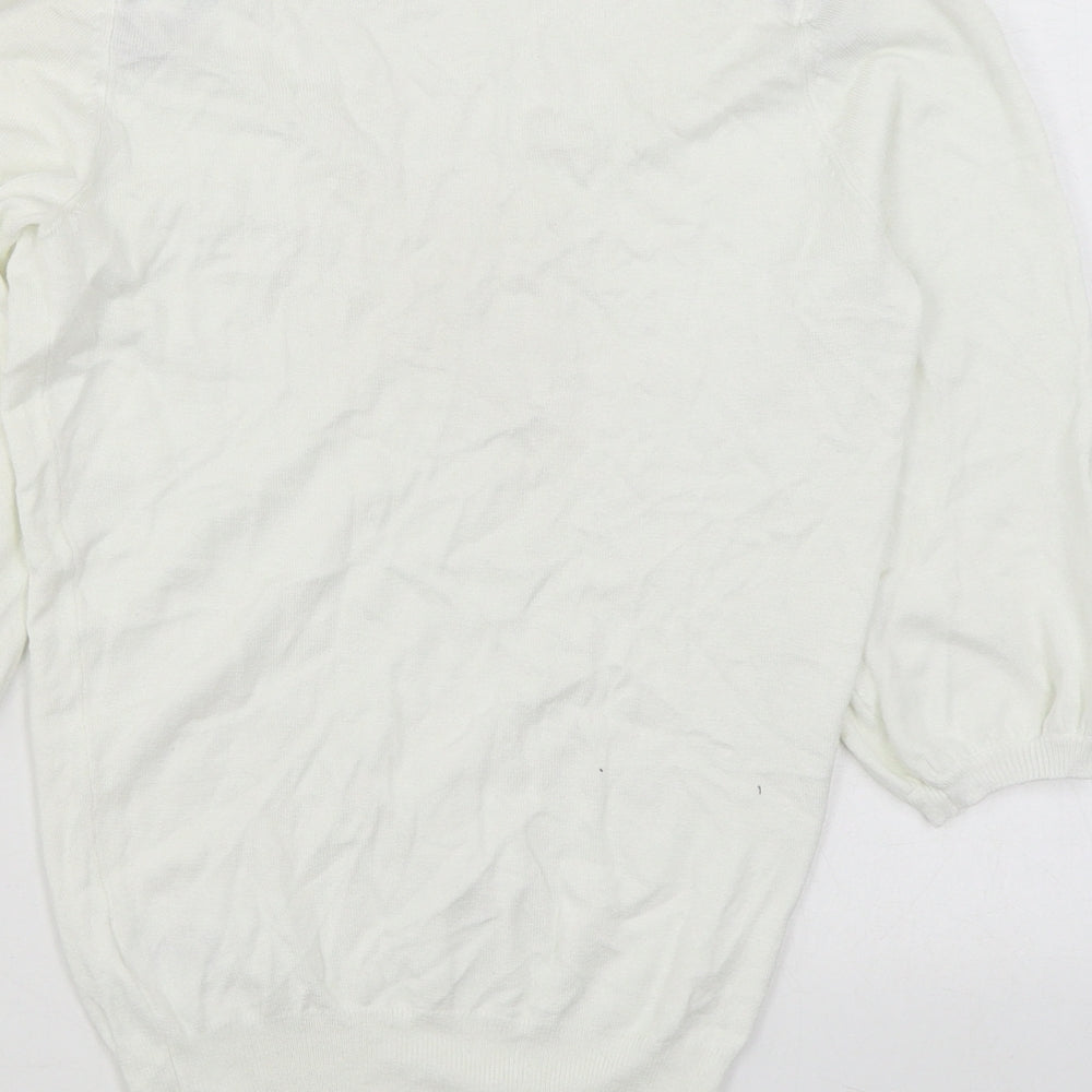 Dorothy Perkins Womens White V-Neck  Viscose Pullover Jumper Size 10