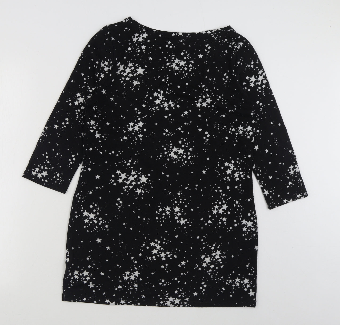 F&F Womens Black Geometric Polyester Jumper Dress  Size 12  Boat Neck Pullover