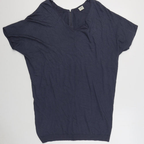 Espirit Womens Blue V-Neck  Viscose Pullover Jumper Size L