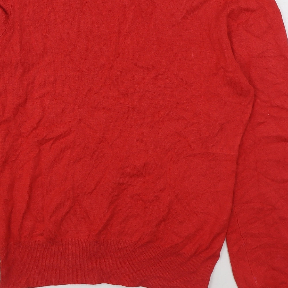 MK Womens Red V-Neck  Viscose Pullover Jumper Size 14