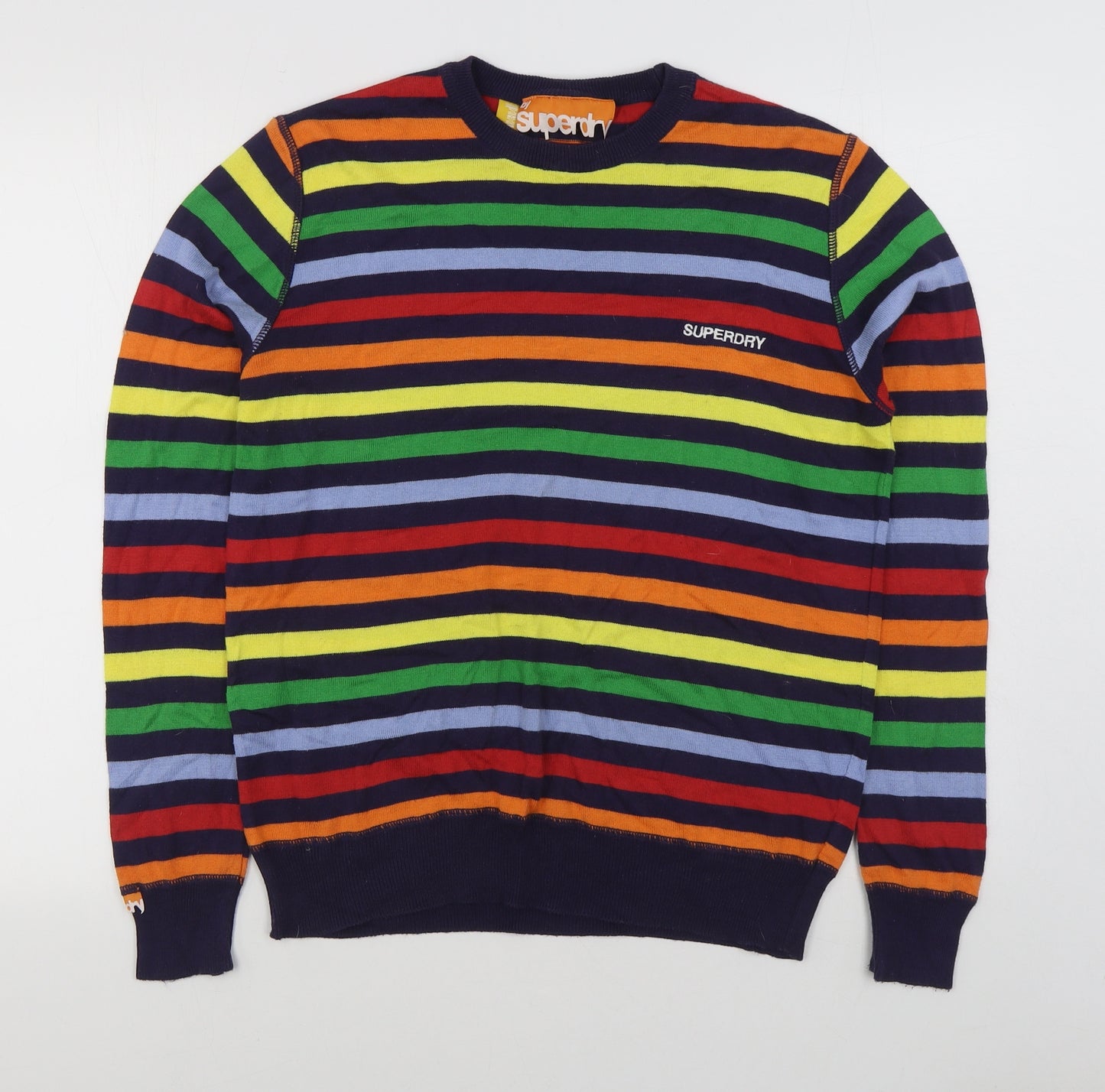 Superdry Mens Multicoloured Round Neck Striped Cotton Pullover Jumper Size S