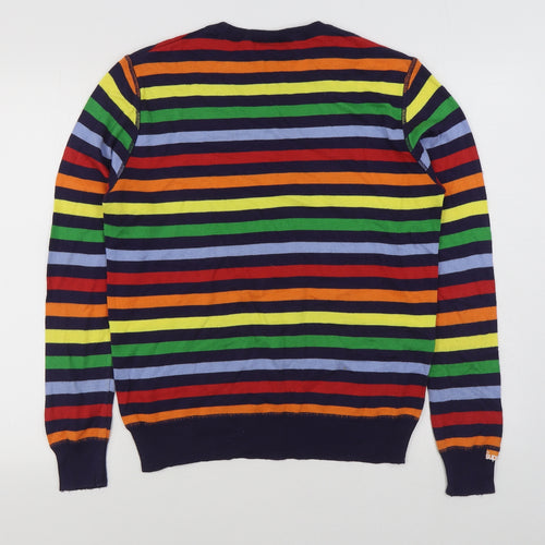 Superdry Mens Multicoloured Round Neck Striped Cotton Pullover Jumper Size S