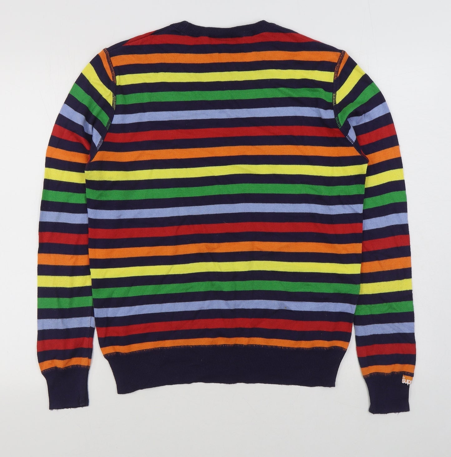 Superdry Mens Multicoloured Round Neck Striped Cotton Pullover Jumper Size S