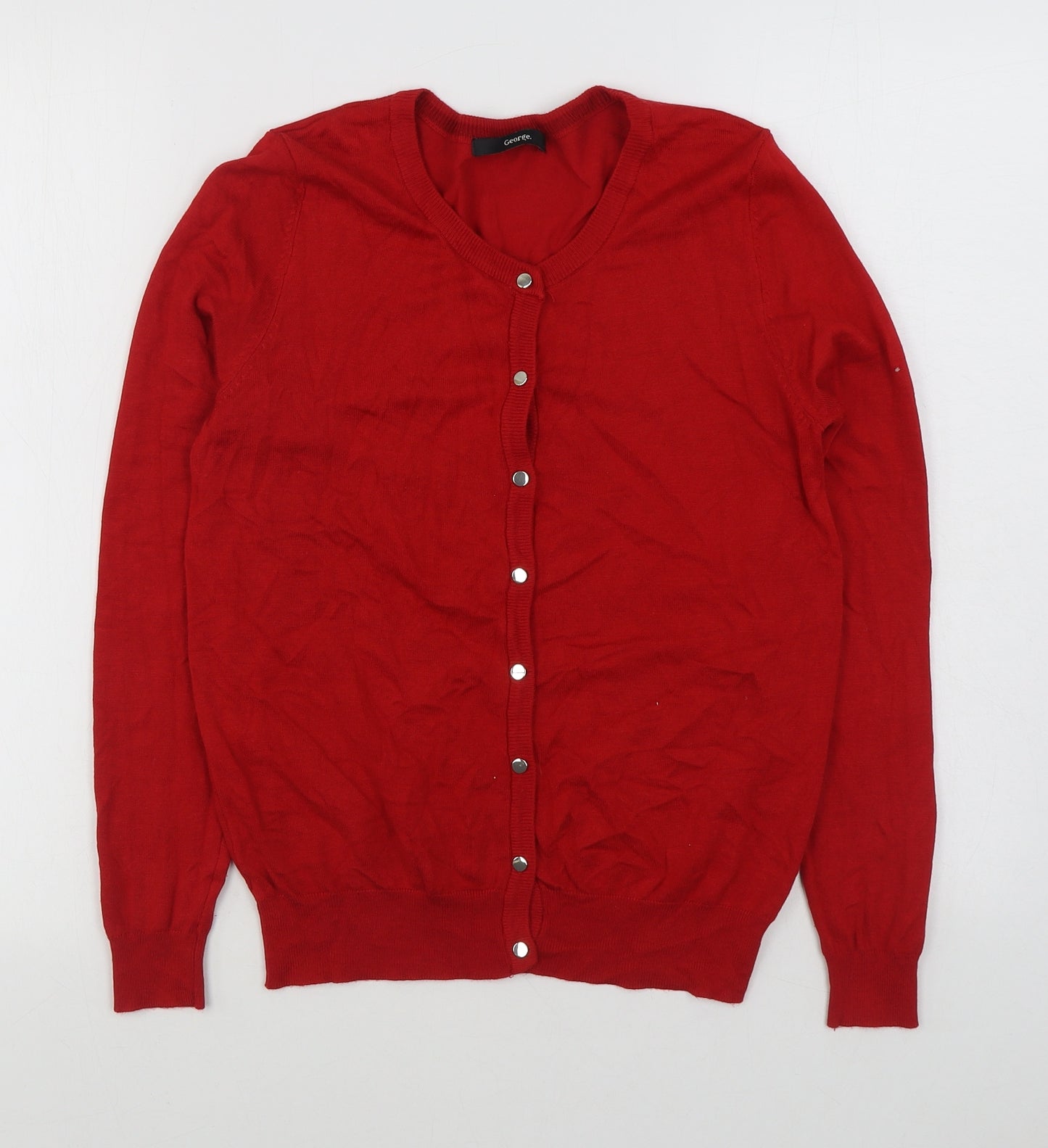 George Womens Red V-Neck  Viscose Cardigan Jumper Size 10