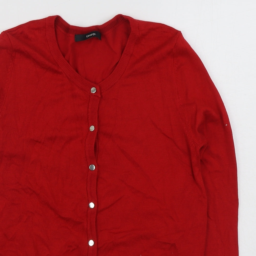 George Womens Red V-Neck  Viscose Cardigan Jumper Size 10