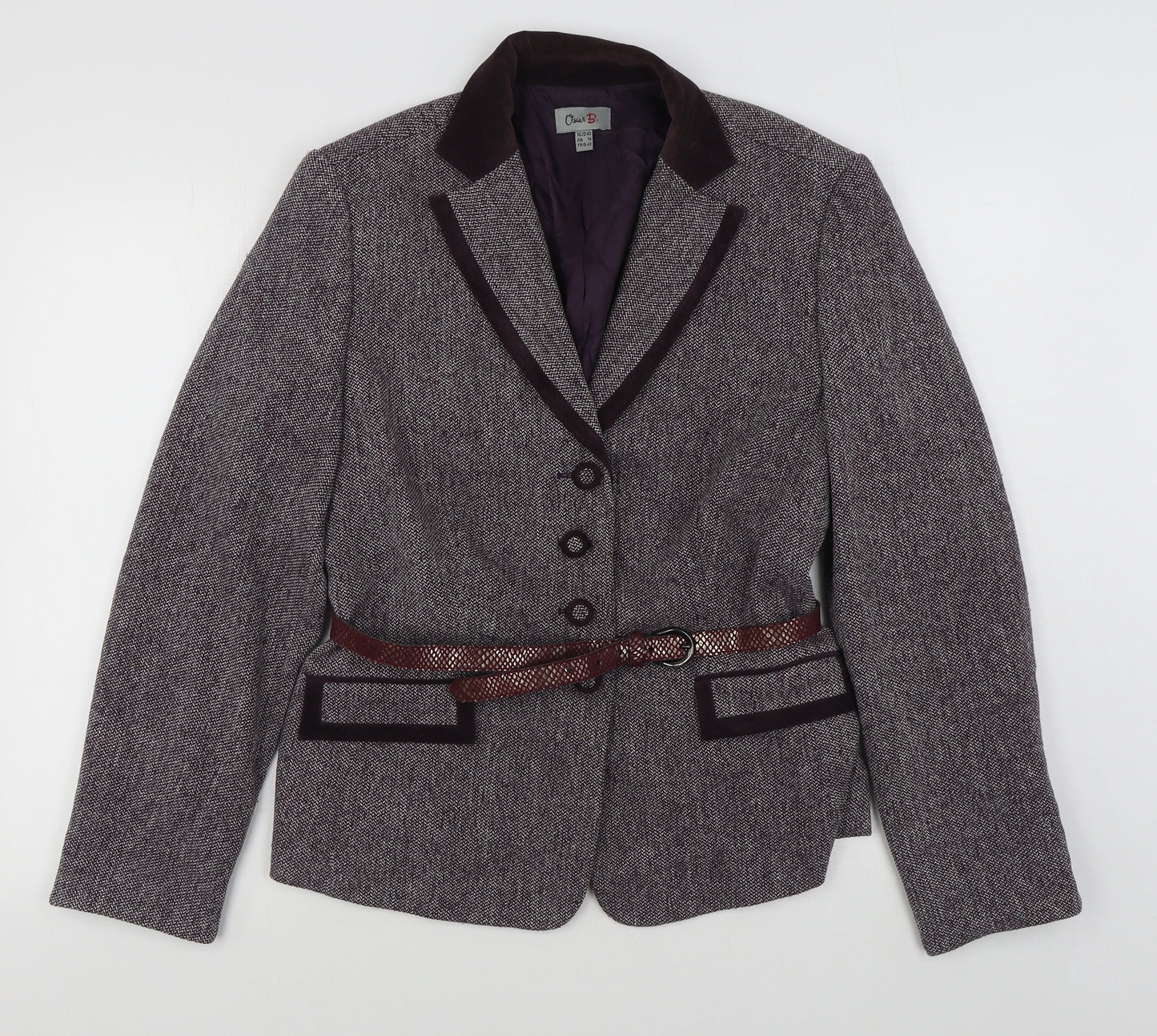 Oscar B Womens Purple   Jacket Blazer Size 14  Button