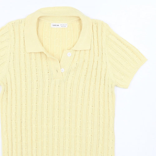 SheIn Girls Yellow  Polyester Jumper Dress  Size 11-12 Years  Collared Button