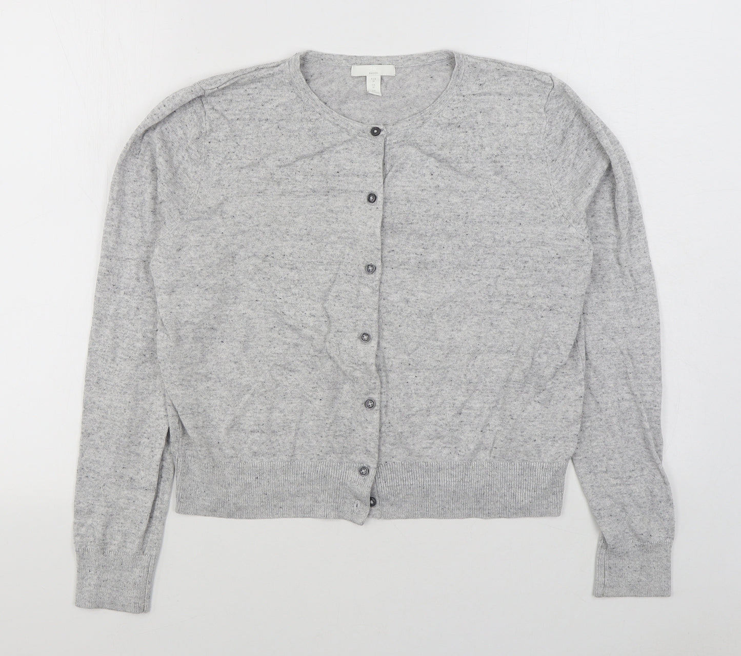 H&M Womens Grey Round Neck  Viscose Cardigan Jumper Size M