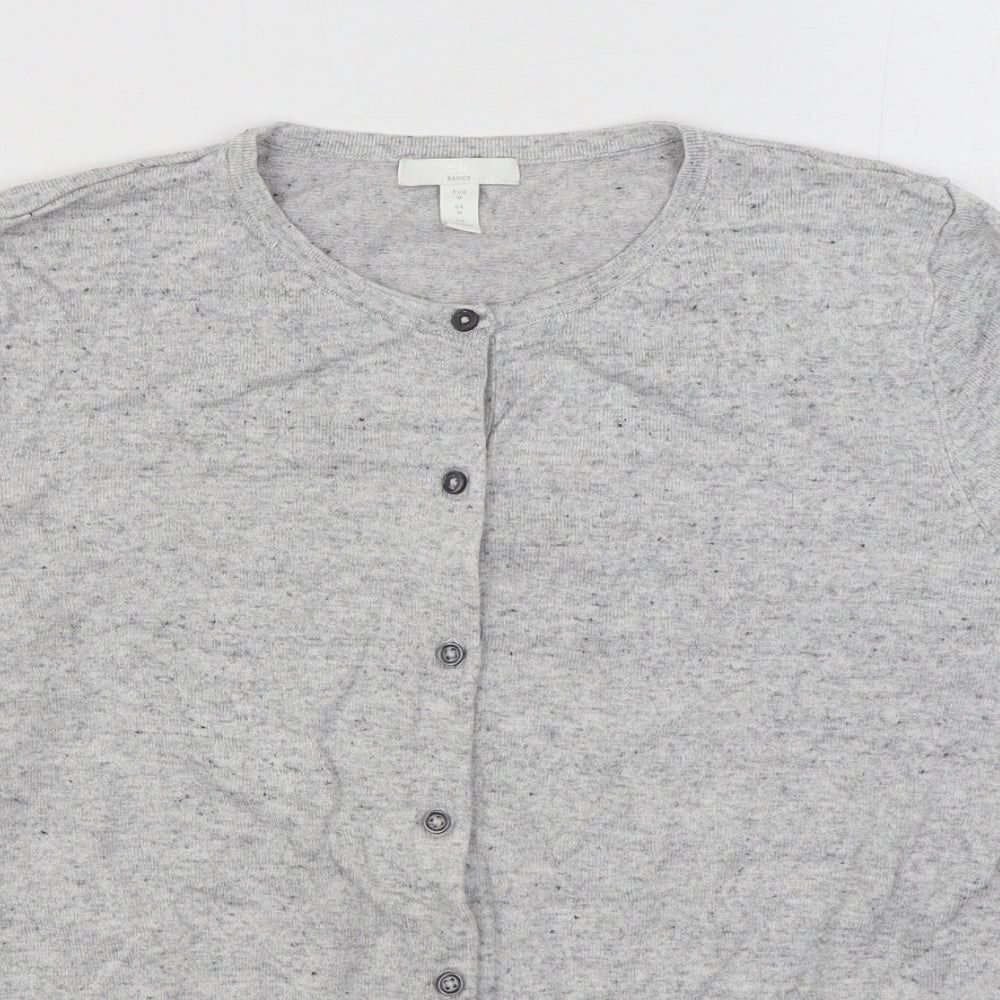 H&M Womens Grey Round Neck  Viscose Cardigan Jumper Size M