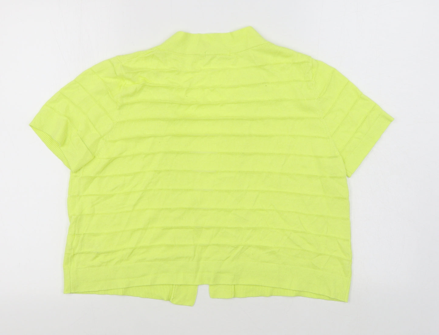 TU Womens Yellow V-Neck  Cotton Shrug Jumper Size 14