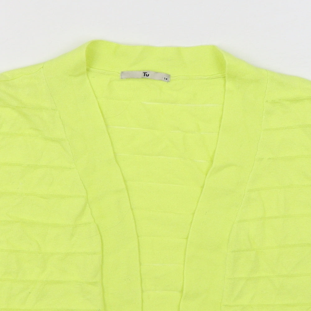 TU Womens Yellow V-Neck  Cotton Shrug Jumper Size 14