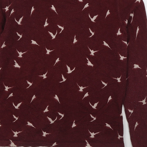 NEXT Womens Red Scoop Neck Geometric Cotton Cardigan Jumper Size 12