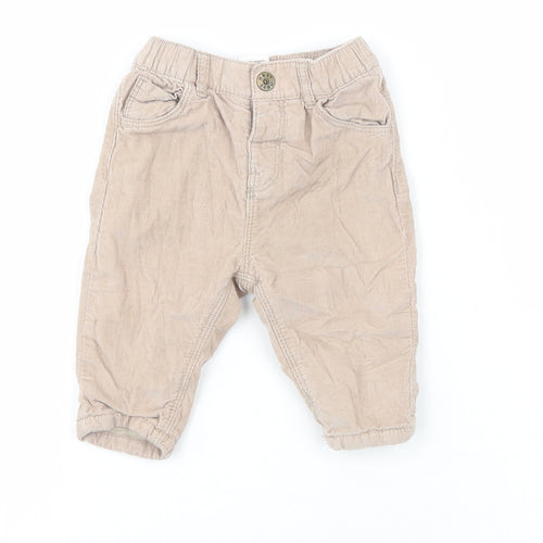 NEXT Boys Beige  100% Cotton Cargo Trousers Size 3-6 Months